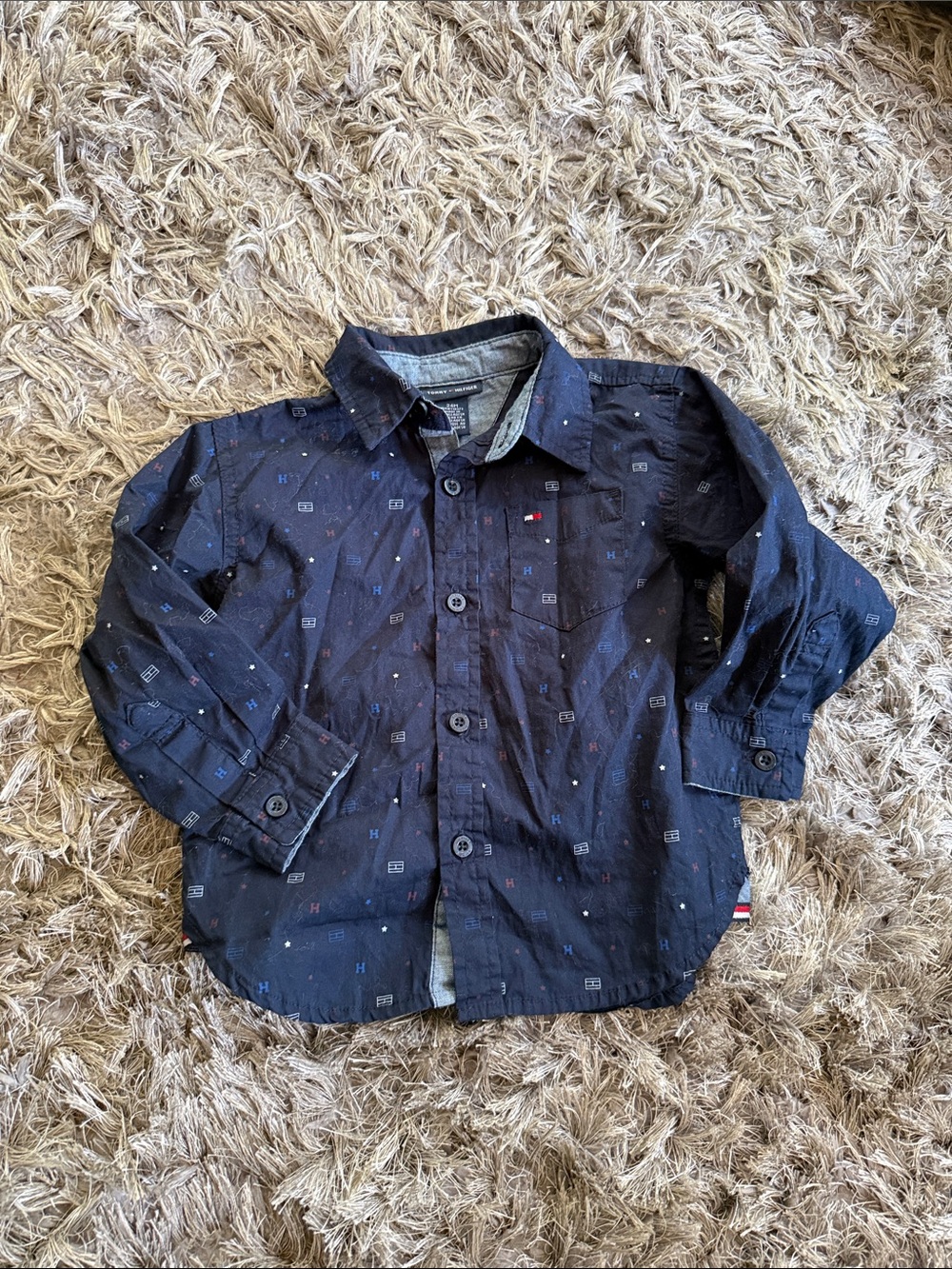 Navy blue Button Down shirt size 24 months